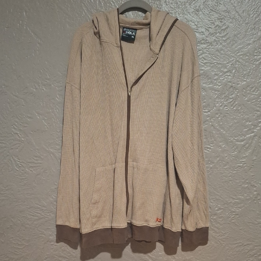 South Pole Men's Tan and Brown Zip-Up Sweater Size XL